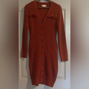 Knit Rust colored sweater dress size large